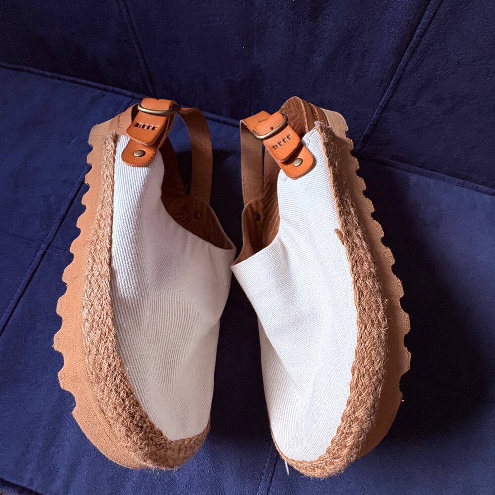 Reef Cushion Sage Slingback Espadrille Clogs 
white canvas adjustable strap 8 - Picture 11 of 12